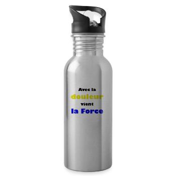 Avec la douleur vient la Force - Gourde avec paille intégrée - argent clair - Droite
