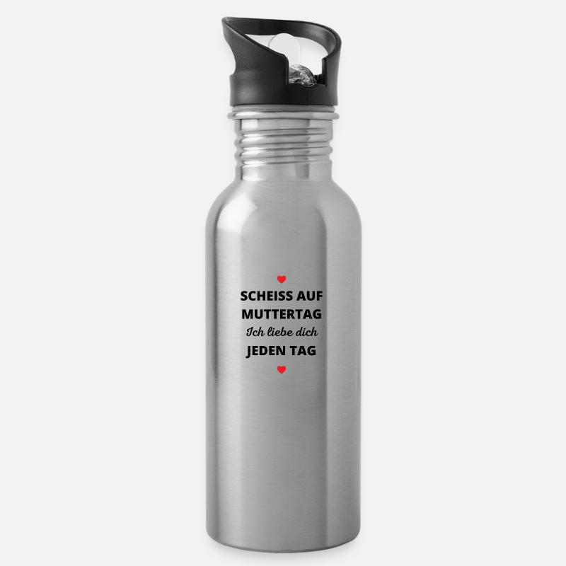 **ß auf Muttertag Ich liebe dich jeden Tag - Trinkflasche mit integriertem Trinkhalm - Lightsilver