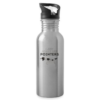 I Just Really Like Pointers Dog Gift - Trinkflasche mit integriertem Trinkhalm - Lightsilver - Rechts