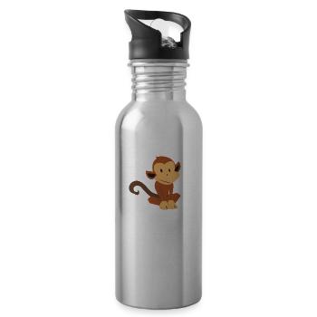 Mignon petit singe - Gourde avec paille intégrée - argent clair - Droite