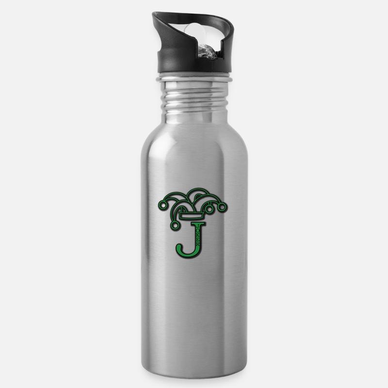 Poker Joker - Trinkflasche mit integriertem Trinkhalm - Lightsilver
