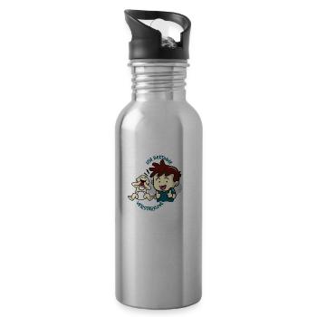 Bruder bekommt Verstärkung (brünett) - Trinkflasche mit integriertem Trinkhalm - Lightsilver - Rechts