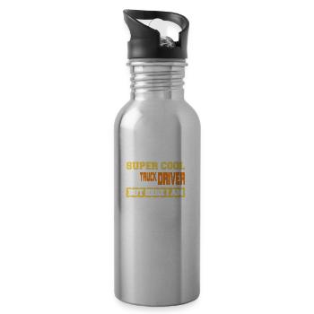 Never Dreamed To Be A Super Cool Truck Driver - Water bottle with straw - silver - Right
