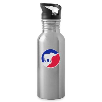 Elefant Silhouette Klippe Mond - Trinkflasche mit integriertem Trinkhalm - Lightsilver - Rechts