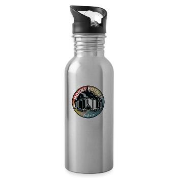 Skiing In Mount Hotham Australia - Water bottle with straw - silver - Right