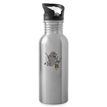 Shark with human - Water bottle with straw - silver - Right