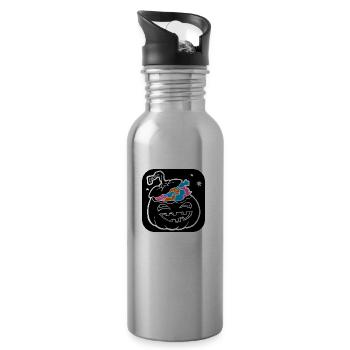 Gruseliger Halloween Kürbis Monster Gesicht Kopf. - Trinkflasche mit integriertem Trinkhalm - Lightsilver - Rechts