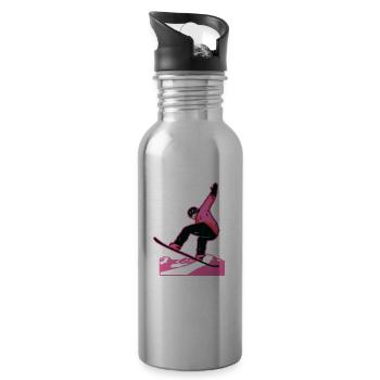 Snowboard Girl Essayez de suivre les garçons - Gourde avec paille intégrée - argent clair - Droite