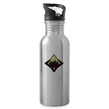Lagerfeuer mit Zelt Symbol - Trinkflasche mit integriertem Trinkhalm - Lightsilver - Rechts