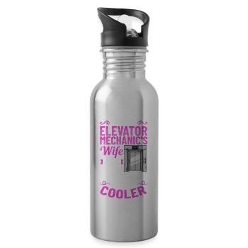 Elevator Elevator System Technician Woman Elevator Elevator - Water bottle with straw - silver - Right