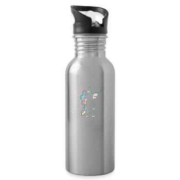 I Like Unicorns And Maybe 3 People - Water bottle with straw - silver - Right