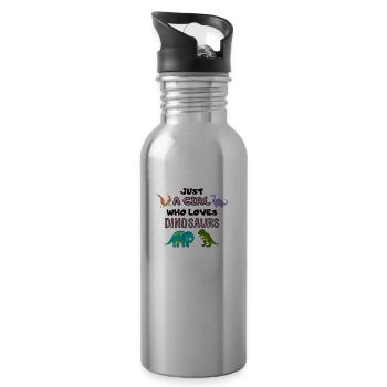 Just A Girl Who Loves Dinosaurs - Water bottle with straw - silver - Right