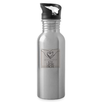 Ich liebe dich mein Dickkopf - Liebeserklärung - Trinkflasche mit integriertem Trinkhalm - Lightsilver - Rechts
