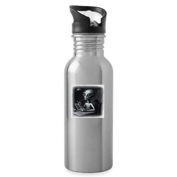 alien noir - Water bottle with straw - silver - Right