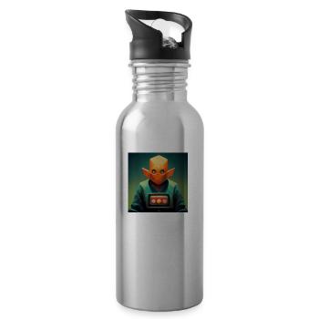Lucky Gamer - Trinkflasche mit integriertem Trinkhalm - Lightsilver - Rechts
