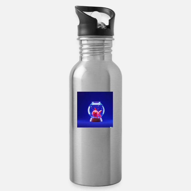 Aquarium Fish - Trinkflasche mit integriertem Trinkhalm - Lightsilver