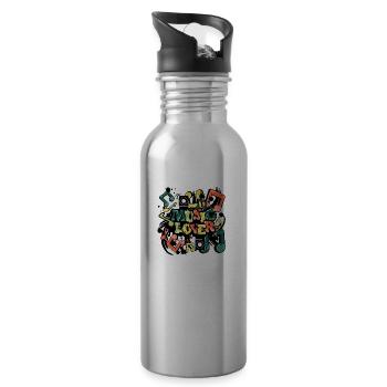 Mélomane text art - Graffiti style grunge - Gourde avec paille intégrée - argent clair - Droite