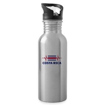Costa Rica Football 2022 Heartbeat Costa Rica - Gourde avec paille intégrée - argent clair - Droite