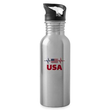 United States of America Football 2022 Heartbeat - Water bottle with straw - silver - Right