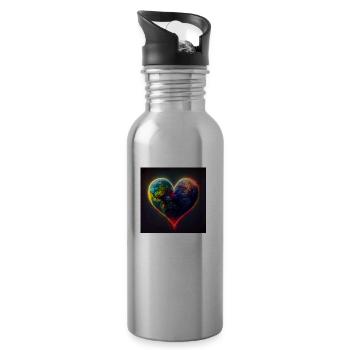 Love our Earth - Trinkflasche mit integriertem Trinkhalm - Lightsilver - Rechts