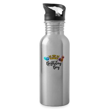 Birthday Men Boy funny Gift Kids - Water bottle with straw - silver - Right