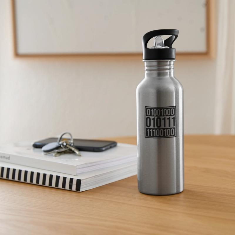 Binär Code Programm Sprache Trinkflasche mit integriertem Trinkhalm