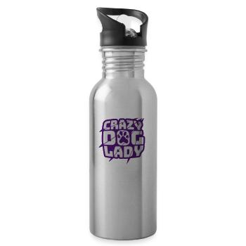 crazy dog lady Zitat - Trinkflasche mit integriertem Trinkhalm - Lightsilver - Rechts