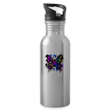butterfly graffiti - Trinkflasche mit integriertem Trinkhalm - Lightsilver - Rechts