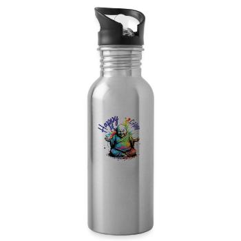 Happy Buddha OHM - Trinkflasche mit integriertem Trinkhalm - Lightsilver - Rechts