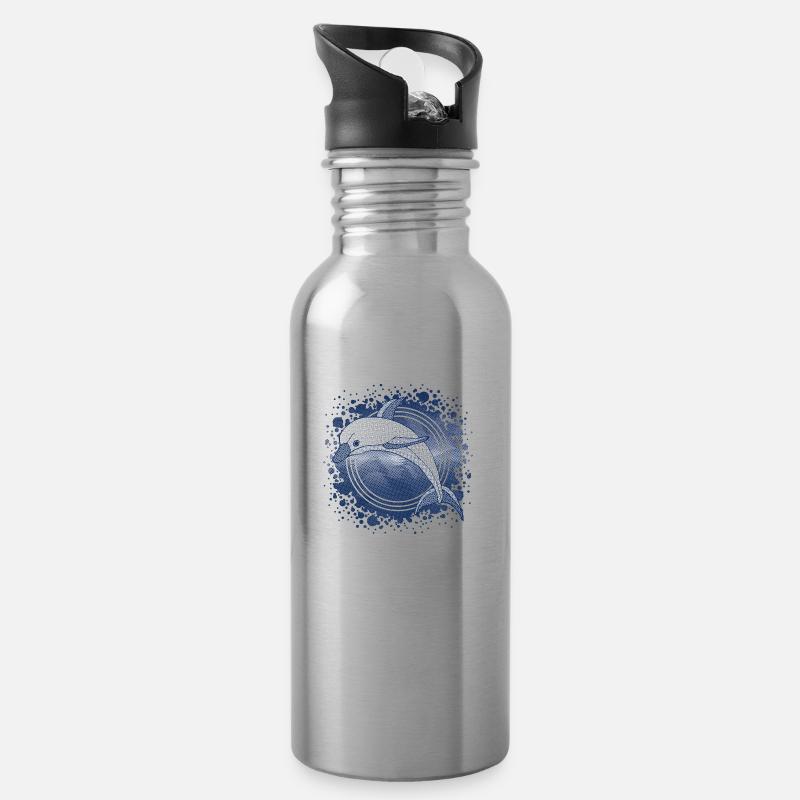 Delfin - Trinkflasche mit integriertem Trinkhalm - Lightsilver