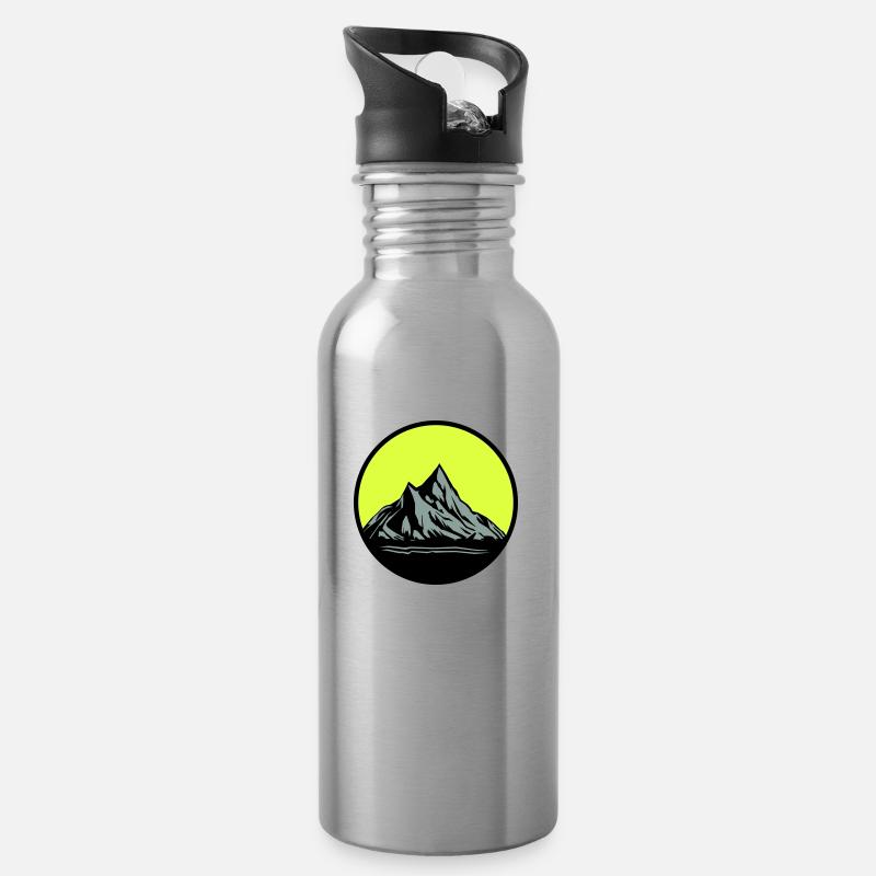 Mountains - Trinkflasche mit integriertem Trinkhalm - Lightsilver