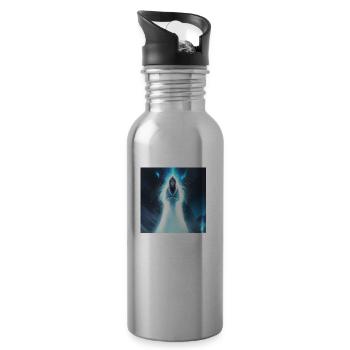 Mystic Blue Spirit digital art - Water bottle with straw - silver - Right