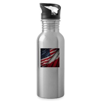 USA and Poland - Trinkflasche mit integriertem Trinkhalm - Lightsilver - Rechts
