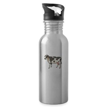 Cow - Water bottle with straw - silver - Right