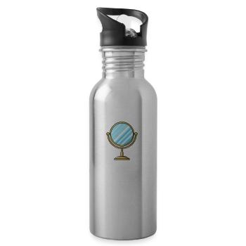 Kosmetikspiegel Spiegel - Trinkflasche mit integriertem Trinkhalm - Lightsilver - Rechts