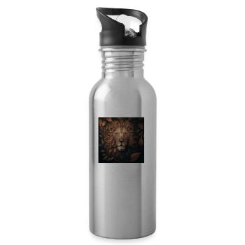 Lion King leaves - Water bottle with straw - silver - Right
