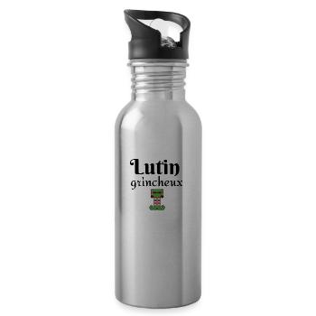 lutin grincheux - Gourde avec paille intégrée - argent clair - Droite