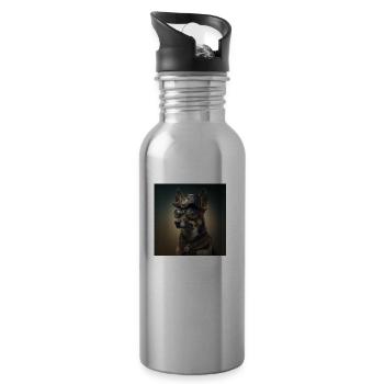 Schaferhund - Trinkflasche mit integriertem Trinkhalm - Lightsilver - Rechts