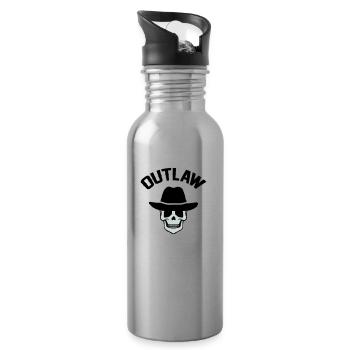 Cowboy Skull Outlaw - Water bottle with straw - silver - Right