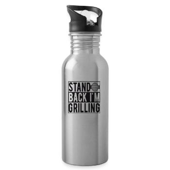 Stand Back i ́m Grilling - Water bottle with straw - silver - Right