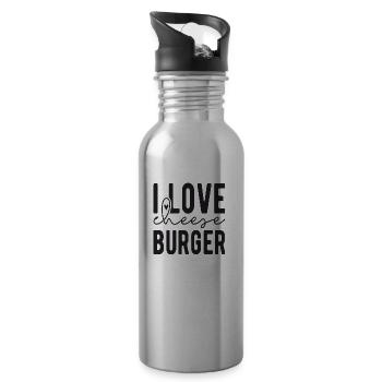 I love Cheese Burger - Trinkflasche mit integriertem Trinkhalm - Lightsilver - Rechts