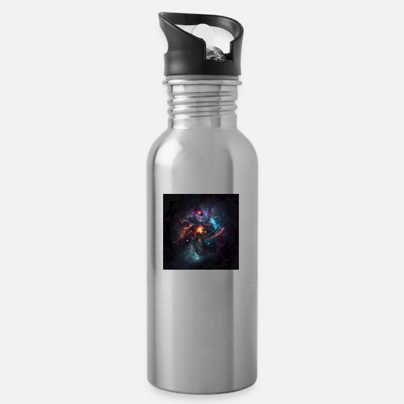Kosmisches Universum n°12 - Trinkflasche mit integriertem Trinkhalm - Lightsilver