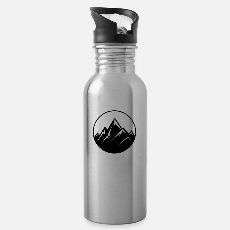berge - Trinkflasche mit integriertem Trinkhalm - Lightsilver