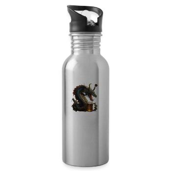 Amateur de bière spécial: dragon chinois - Gourde avec paille intégrée - argent clair - Droite