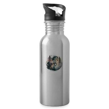 Camouflaged unicorn - Water bottle with straw - silver - Right