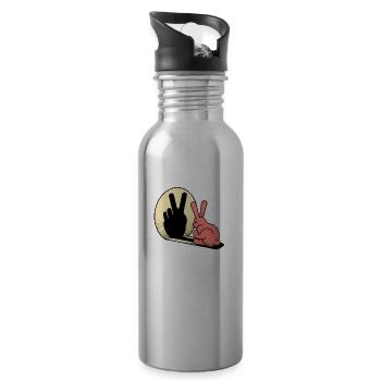 FRIEDLICHES KANINCHEN - Trinkflasche mit integriertem Trinkhalm - Lightsilver - Rechts