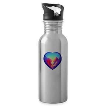 Saint-Valentin Engagement amoureux Fête des mères Mariage - Gourde avec paille intégrée - argent clair - Droite