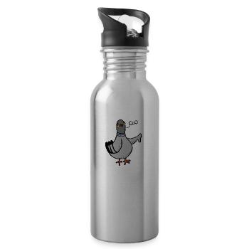 Gurren / Buh-Taube - Trinkflasche mit integriertem Trinkhalm - Lightsilver - Rechts