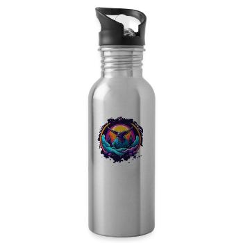 Vogel in Natur - Trinkflasche mit integriertem Trinkhalm - Lightsilver - Rechts