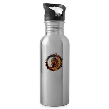 lion spreadhirt flamboyant - Gourde avec paille intégrée - argent clair - Droite